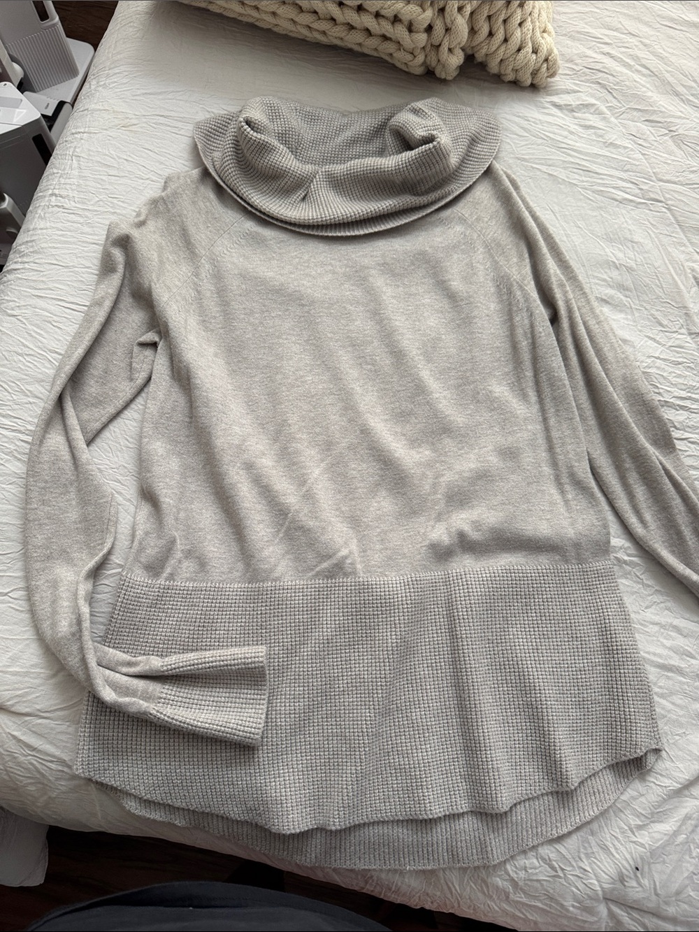 Cyrus Women's Cowl-Neck Sweater in Heathered Light Beige